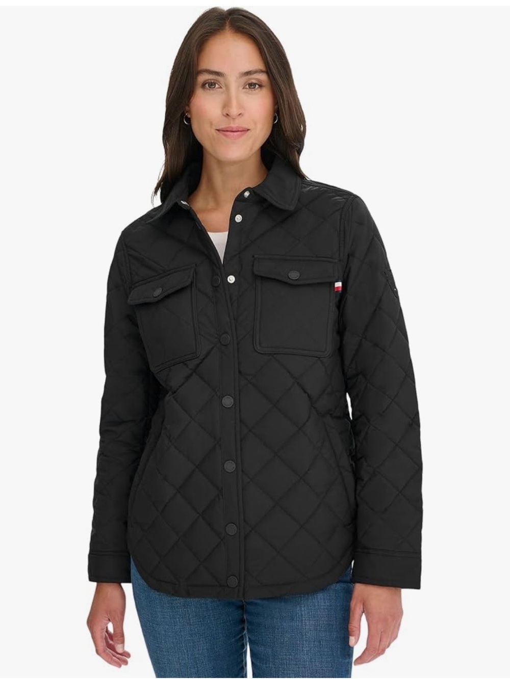 Tommy Hilfiger Black Quilted Utility Shacket